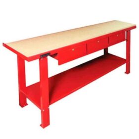 banco de trabajo metalworks 2 metros con 3 cajones encimera madera