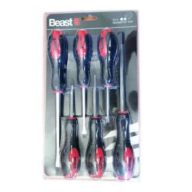 Juego de Destornilladores Reforzados Planos y Estrella Beast 6 Herramientas