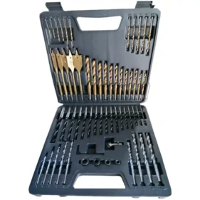 juego brocas metal pared madera en maleta